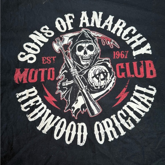 Vintage Sons of Anarchy Redwood T-Shirt Black Size Large Motorcycle TV Show Tee - Picture 2 of 4